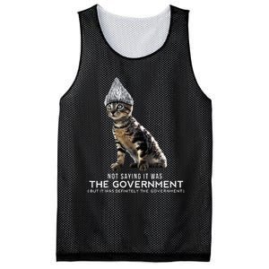 Funny Conspiracy Cat Tin Foil Hat Government Mesh Reversible Basketball Jersey Tank