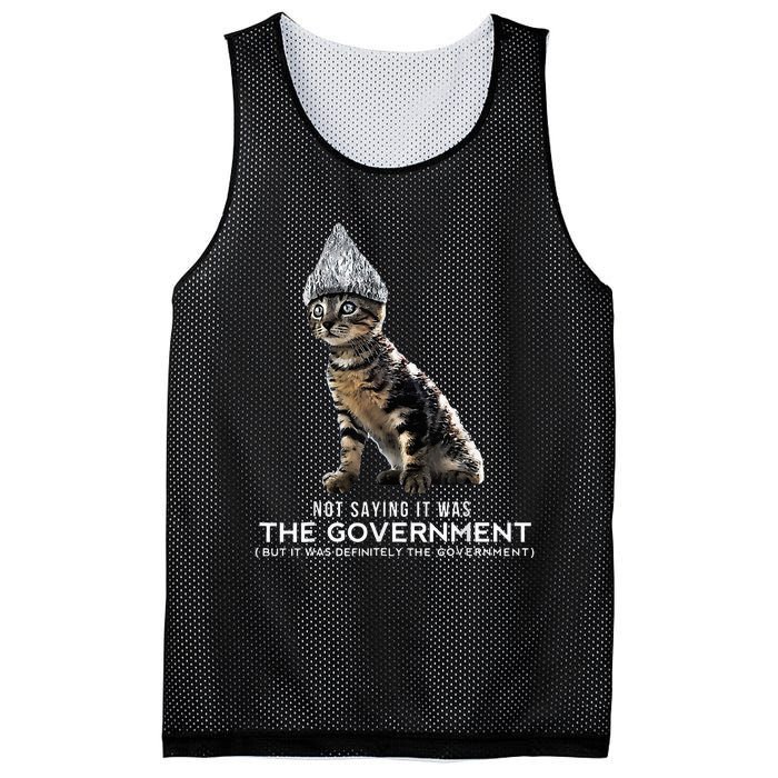 Funny Conspiracy Cat Tin Foil Hat Government Mesh Reversible Basketball Jersey Tank