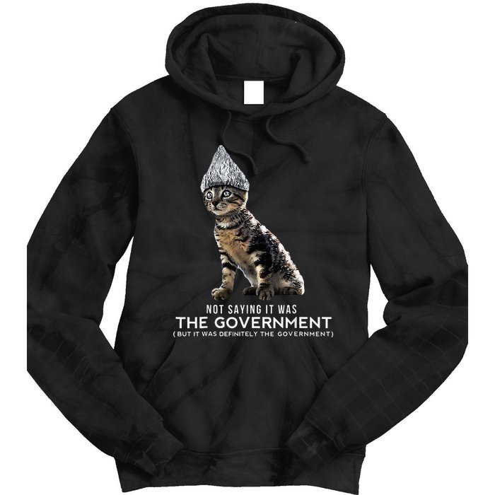 Funny Conspiracy Cat Tin Foil Hat Government Tie Dye Hoodie