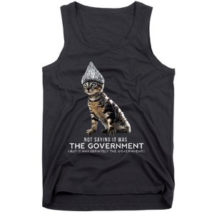 Funny Conspiracy Cat Tin Foil Hat Government Tank Top