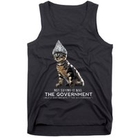 Funny Conspiracy Cat Tin Foil Hat Government Tank Top