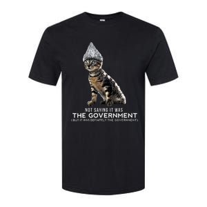 Funny Conspiracy Cat Tin Foil Hat Government Softstyle CVC T-Shirt