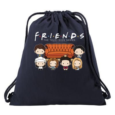 Friends Chibi Couch Crew Logo Drawstring Bag