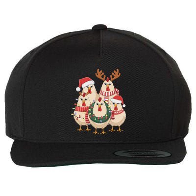 Funny Cute Chicken Christmas Lights Farm For Xmas Wool Snapback Cap