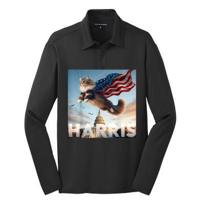 Funny Childless Cat Ladies For Harris 2024 Silk Touch Performance Long Sleeve Polo