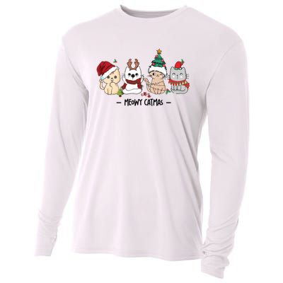 Funny Cute Christmas Cats Matching Family Meowy Catmas Cooling Performance Long Sleeve Crew