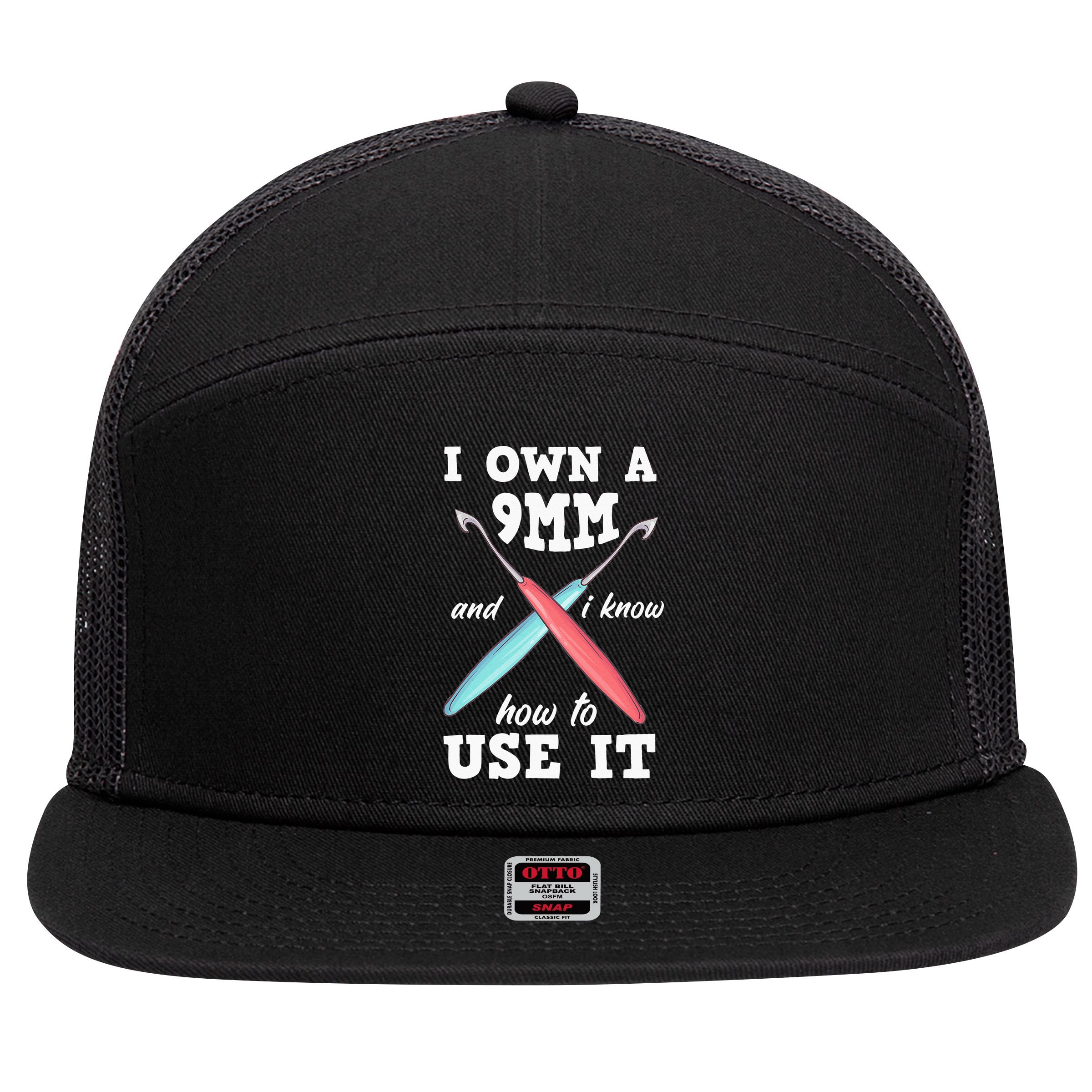 Funny Crocheting Crochet 7 Panel Mesh Trucker Snapback Hat