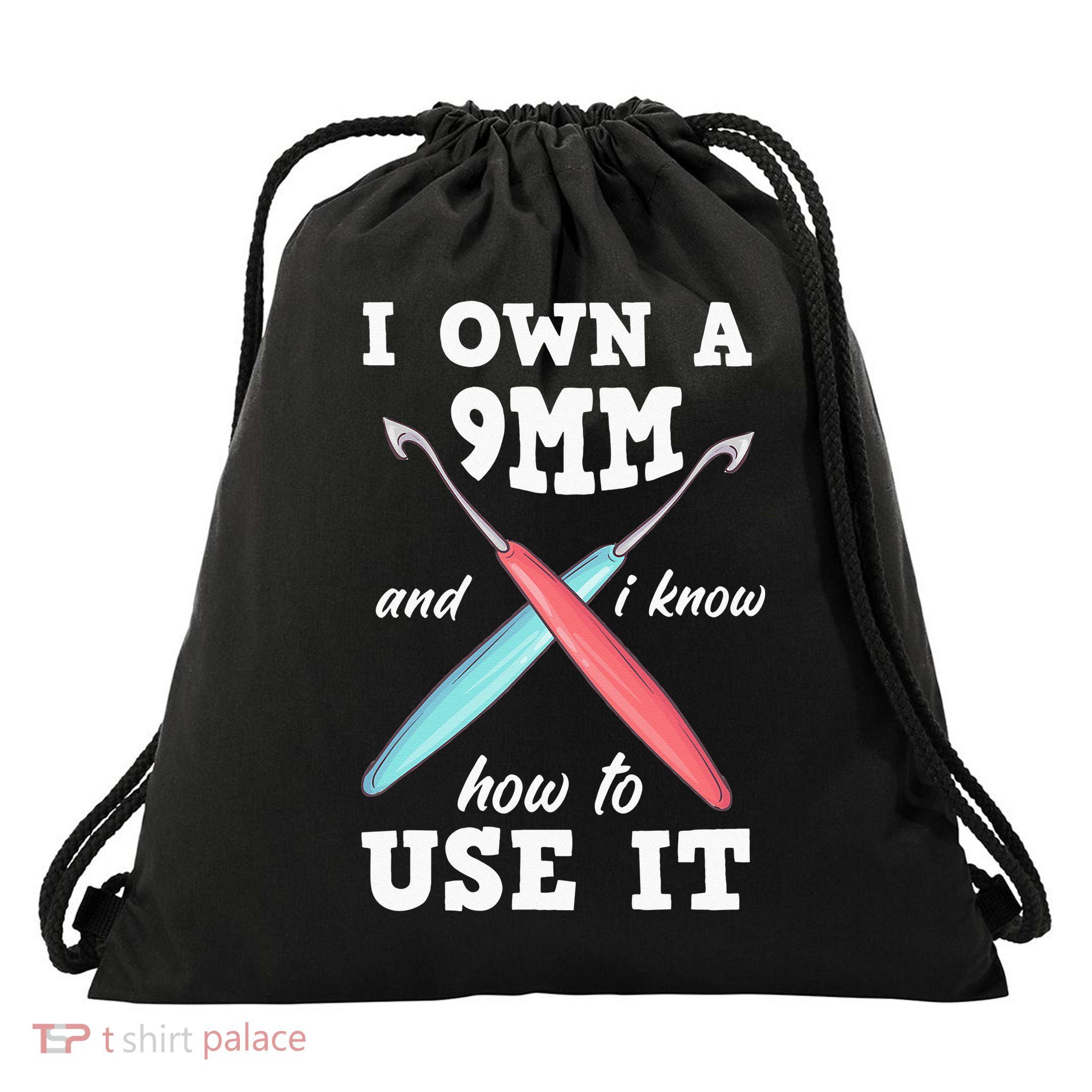 Funny Crocheting Crochet Drawstring Bag