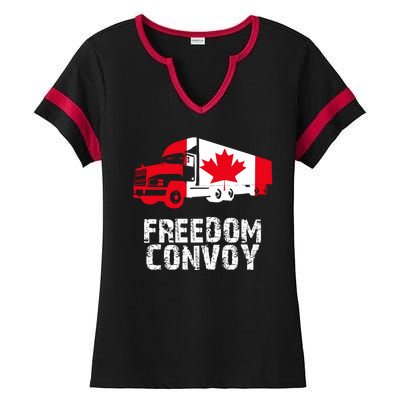 Freedom Convoy Canadian Truckers Ladies Halftime Notch Neck Tee