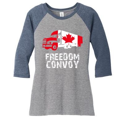 Freedom Convoy Canadian Truckers Women's Tri-Blend 3/4-Sleeve Raglan Shirt