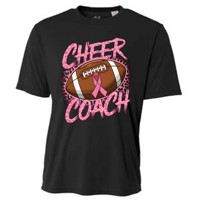 Football Cheer Coach Ribbon Breast Cancer Awareness Cooling Performance Crew T-Shirt