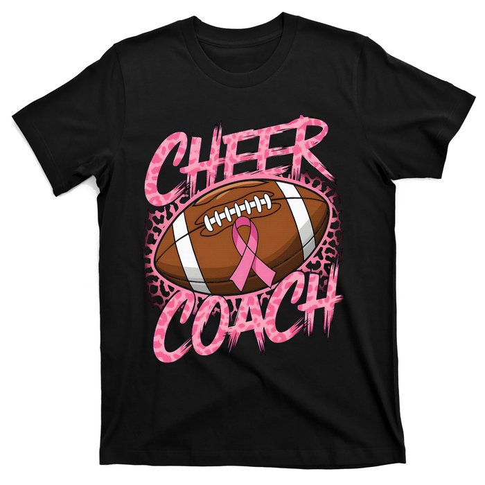 Football Cheer Coach Ribbon Breast Cancer Awareness T-Shirt