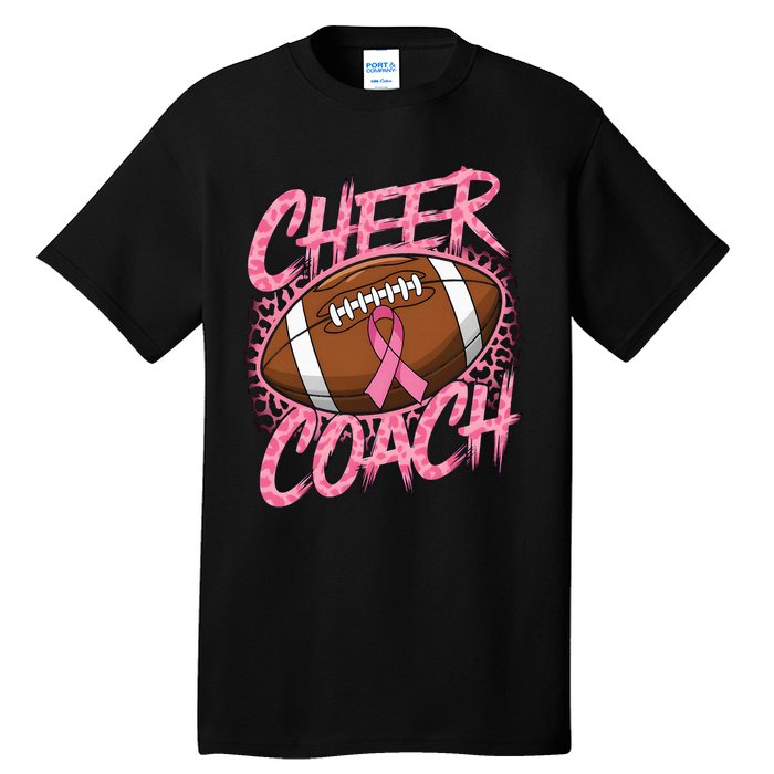 Football Cheer Coach Ribbon Breast Cancer Awareness Tall T-Shirt