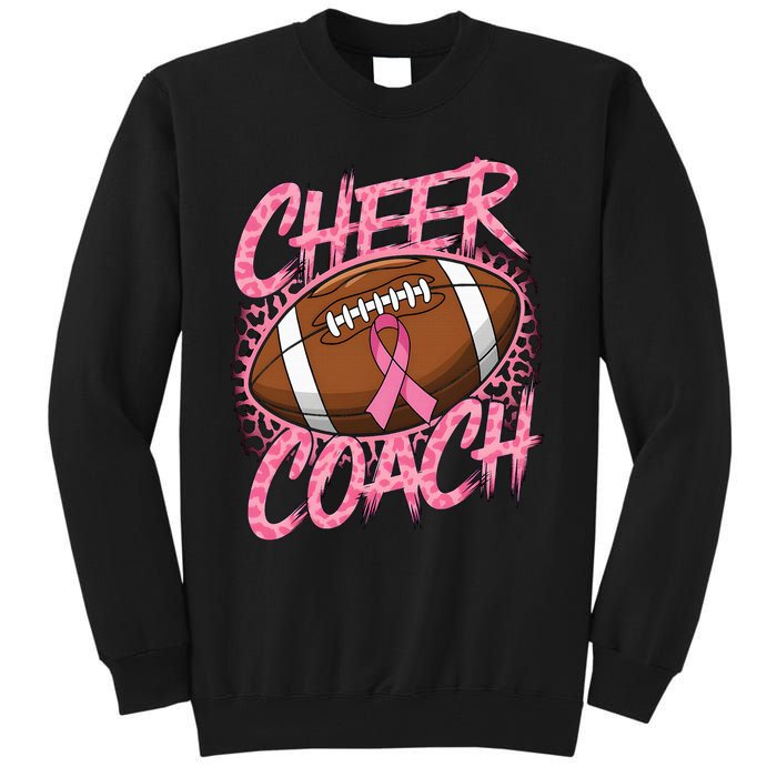 Football Cheer Coach Ribbon Breast Cancer Awareness Tall Sweatshirt