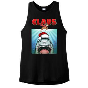 Funny Christmas Claus Shark Reindeer Ladies PosiCharge Tri-Blend Wicking Tank