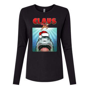 Funny Christmas Claus Shark Reindeer Womens Cotton Relaxed Long Sleeve T-Shirt