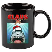 Funny Christmas Claus Shark Reindeer 11oz C Handle Ceramic Mug