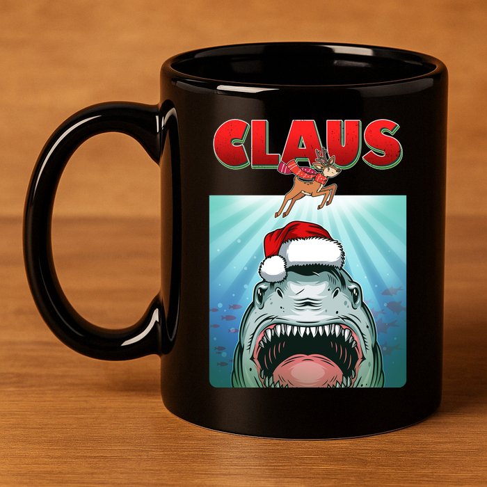 Funny Christmas Claus Shark Reindeer 11oz C Handle Ceramic Mug