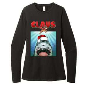 Funny Christmas Claus Shark Reindeer Womens CVC Long Sleeve Shirt