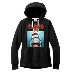 Funny Christmas Claus Shark Reindeer Women's Fleece Hoodie