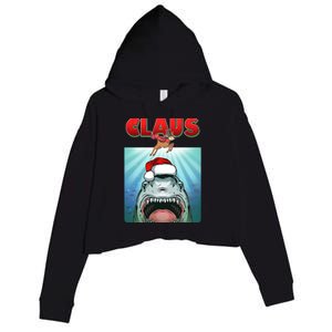 Funny Christmas Claus Shark Reindeer Crop Fleece Hoodie