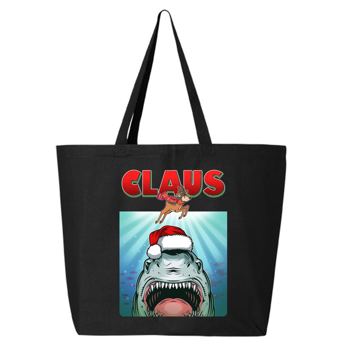 Funny Christmas Claus Shark Reindeer 25L Jumbo Tote