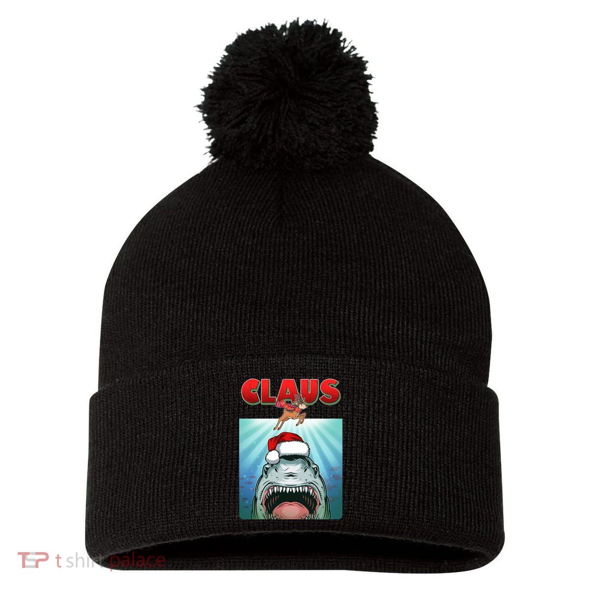 Funny Christmas Claus Shark Reindeer Pom Pom 12in Knit Beanie