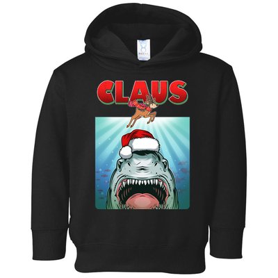 Funny Christmas Claus Shark Reindeer Toddler Hoodie