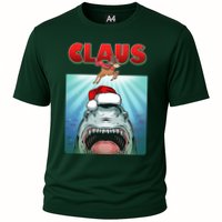 Funny Christmas Claus Shark Reindeer Cooling Performance Crew T-Shirt