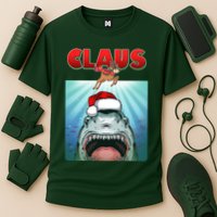 Funny Christmas Claus Shark Reindeer Cooling Performance Crew T-Shirt