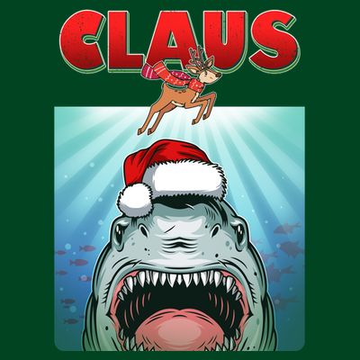Funny Christmas Claus Shark Reindeer T-Shirt