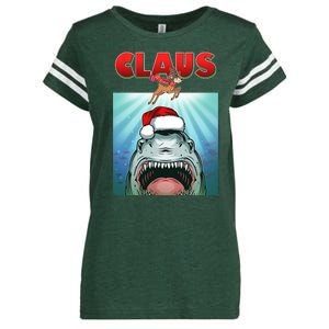 Funny Christmas Claus Shark Reindeer Enza Ladies Jersey Football T-Shirt