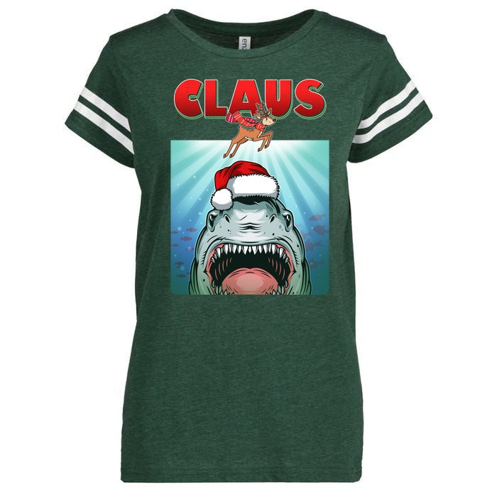 Funny Christmas Claus Shark Reindeer Enza Ladies Jersey Football T-Shirt