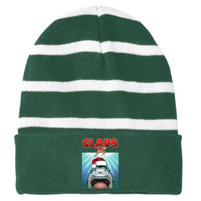 Funny Christmas Claus Shark Reindeer Striped Beanie with Solid Band