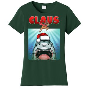 Funny Christmas Claus Shark Reindeer Women's T-Shirt