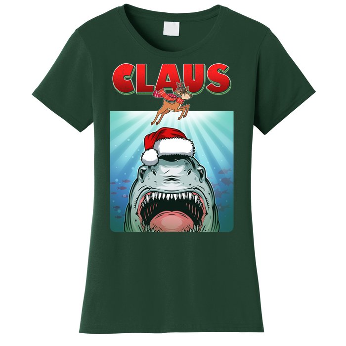 Funny Christmas Claus Shark Reindeer Women's T-Shirt