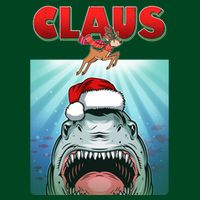 Funny Christmas Claus Shark Reindeer Womens T-Shirt