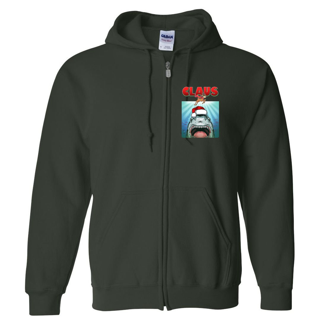 Funny Christmas Claus Shark Reindeer Full Zip Hoodie