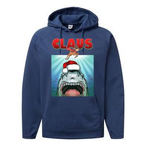 Funny Christmas Claus Shark Reindeer Performance Fleece Hoodie