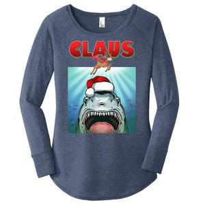 Funny Christmas Claus Shark Reindeer Women's Perfect Tri Tunic Long Sleeve Shirt