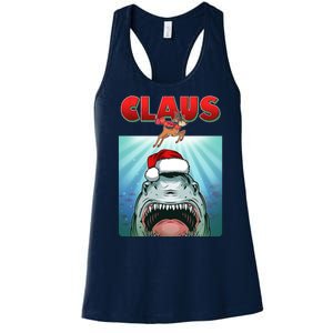 Funny Christmas Claus Shark Reindeer Women's Racerback Tank