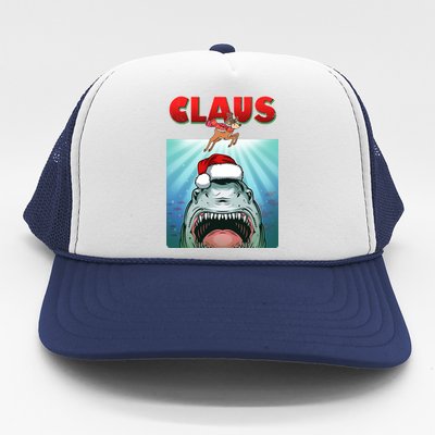 Funny Christmas Claus Shark Reindeer Trucker Hat