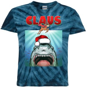 Funny Christmas Claus Shark Reindeer Kids Tie-Dye T-Shirt