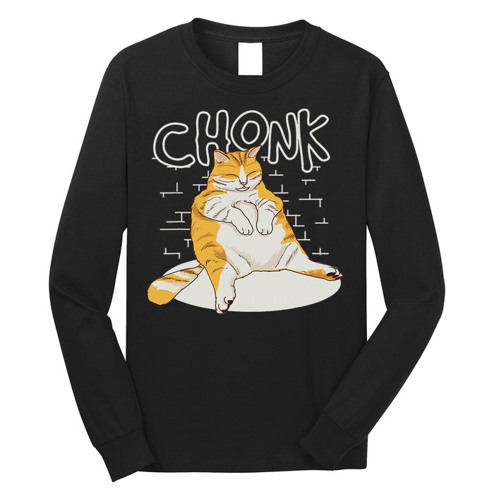 Fat Cat Chonk Scale Chonky Meme Chonker Cat Long Sleeve Shirt