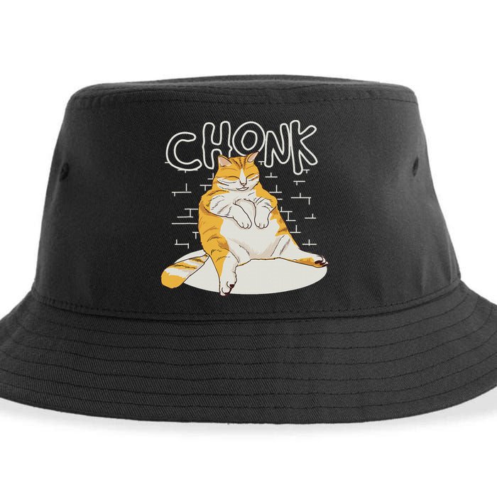 Fat Cat Chonk Scale Chonky Meme Chonker Cat Sustainable Bucket Hat