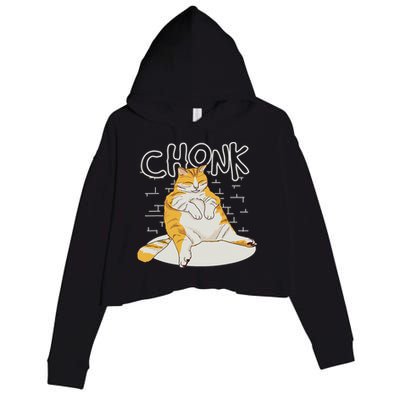 Fat Cat Chonk Scale Chonky Meme Chonker Cat Crop Fleece Hoodie