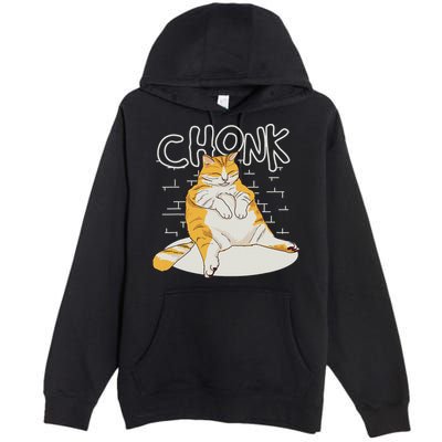 Fat Cat Chonk Scale Chonky Meme Chonker Cat Premium Pullover Hoodie