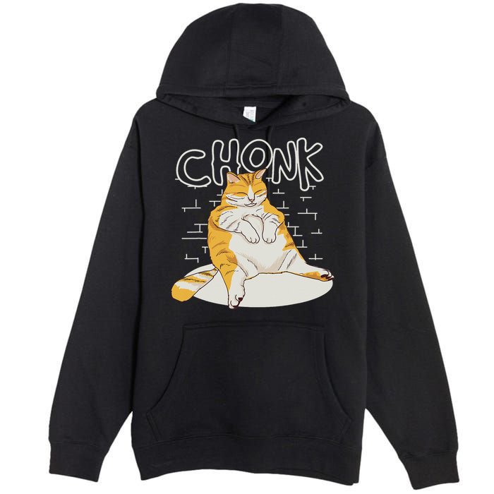 Fat Cat Chonk Scale Chonky Meme Chonker Cat Premium Pullover Hoodie