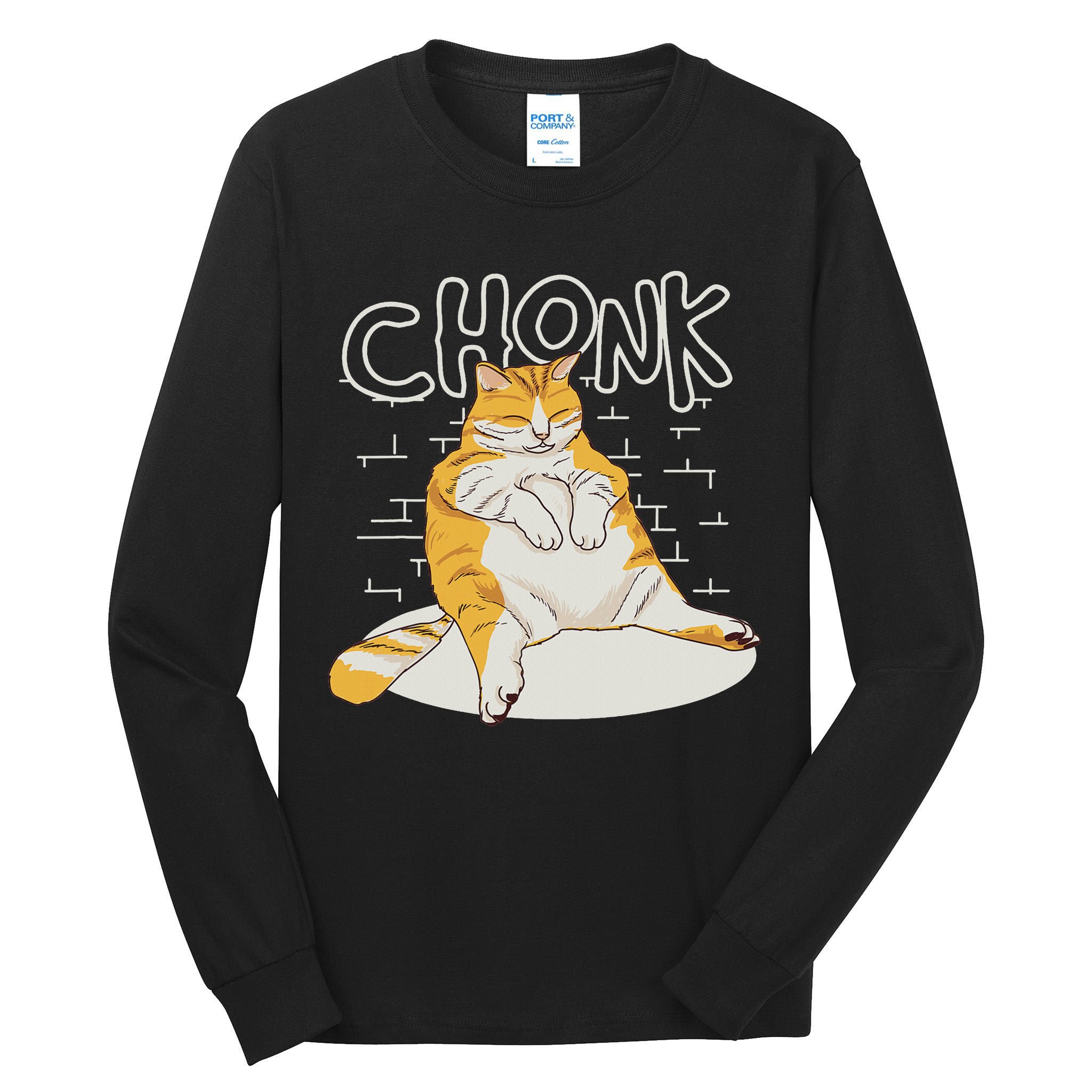 Fat Cat Chonk Scale Chonky Meme Chonker Cat Tall Long Sleeve T-Shirt