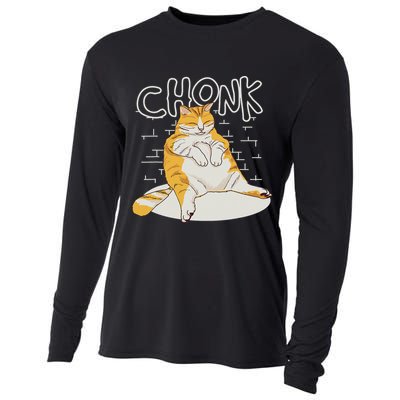 Fat Cat Chonk Scale Chonky Meme Chonker Cat Cooling Performance Long Sleeve Crew